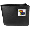 Kansas Jayhawks Leather Bi-fold Wallet Packaged in Gift Box